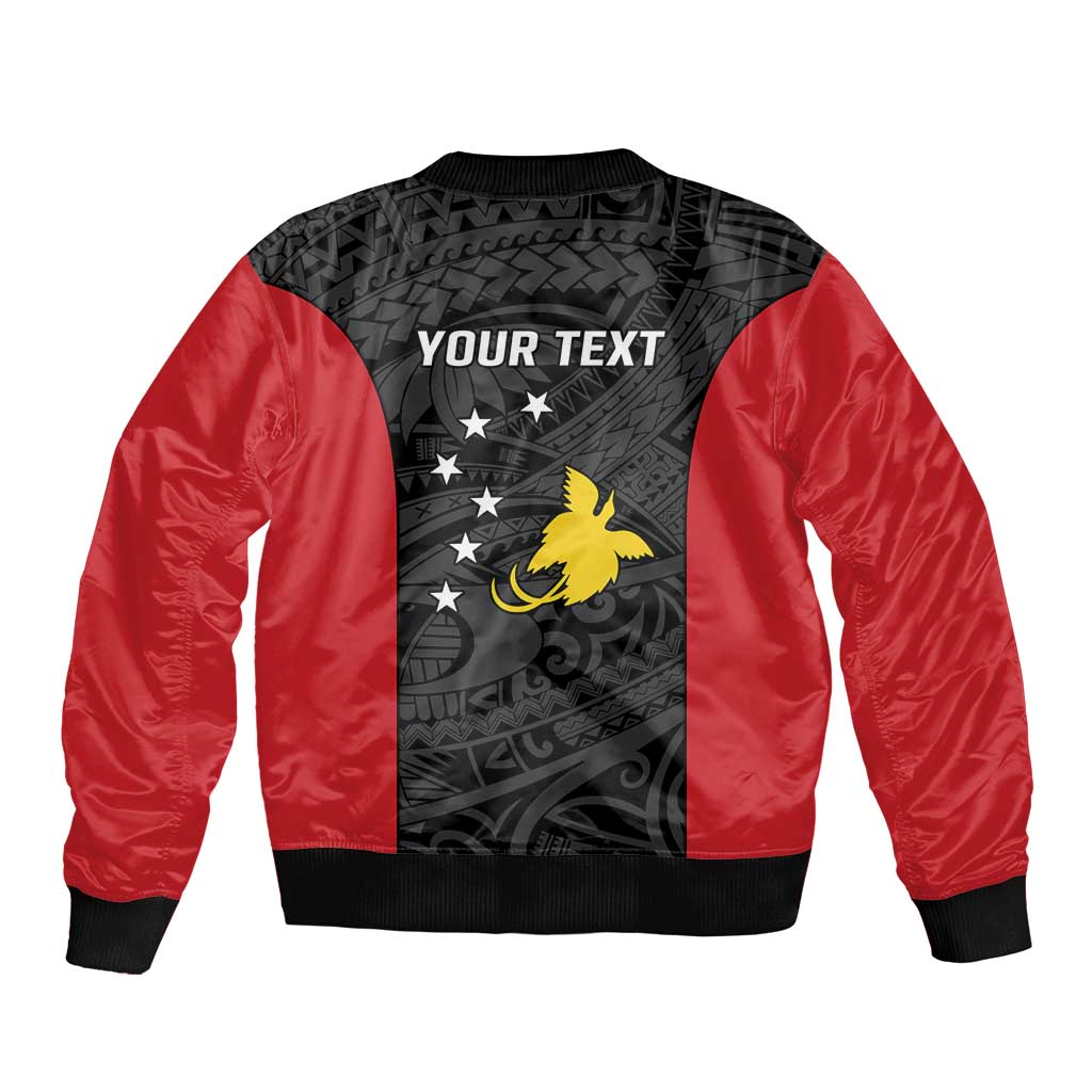 Personalised PNG Sandaun Province Bomber Jacket Bird of Paradise Tattoo Flag Motif - Polynesian Pride