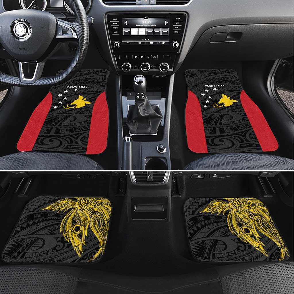 Personalised PNG Sandaun Province Car Mats Bird of Paradise Tattoo Flag Motif LT9 Set 4pcs Red - Polynesian Pride