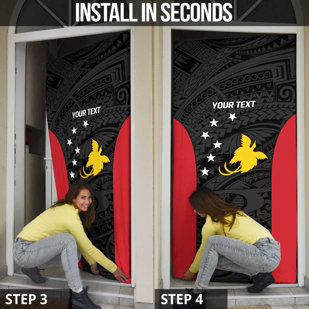 Personalised PNG Sandaun Province Door Cover Bird of Paradise Tattoo Flag Motif - Polynesian Pride