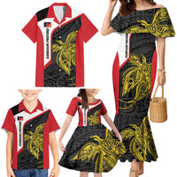 Personalised PNG Sandaun Province Family Matching Mermaid Dress and Hawaiian Shirt Bird of Paradise Tattoo Flag Motif LT9 - Polynesian Pride