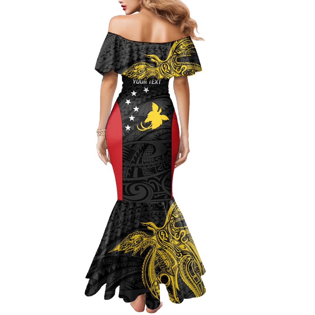 Personalised PNG Sandaun Province Family Matching Mermaid Dress and Hawaiian Shirt Bird of Paradise Tattoo Flag Motif LT9 - Polynesian Pride
