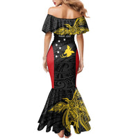 Personalised PNG Sandaun Province Family Matching Mermaid Dress and Hawaiian Shirt Bird of Paradise Tattoo Flag Motif LT9 - Polynesian Pride