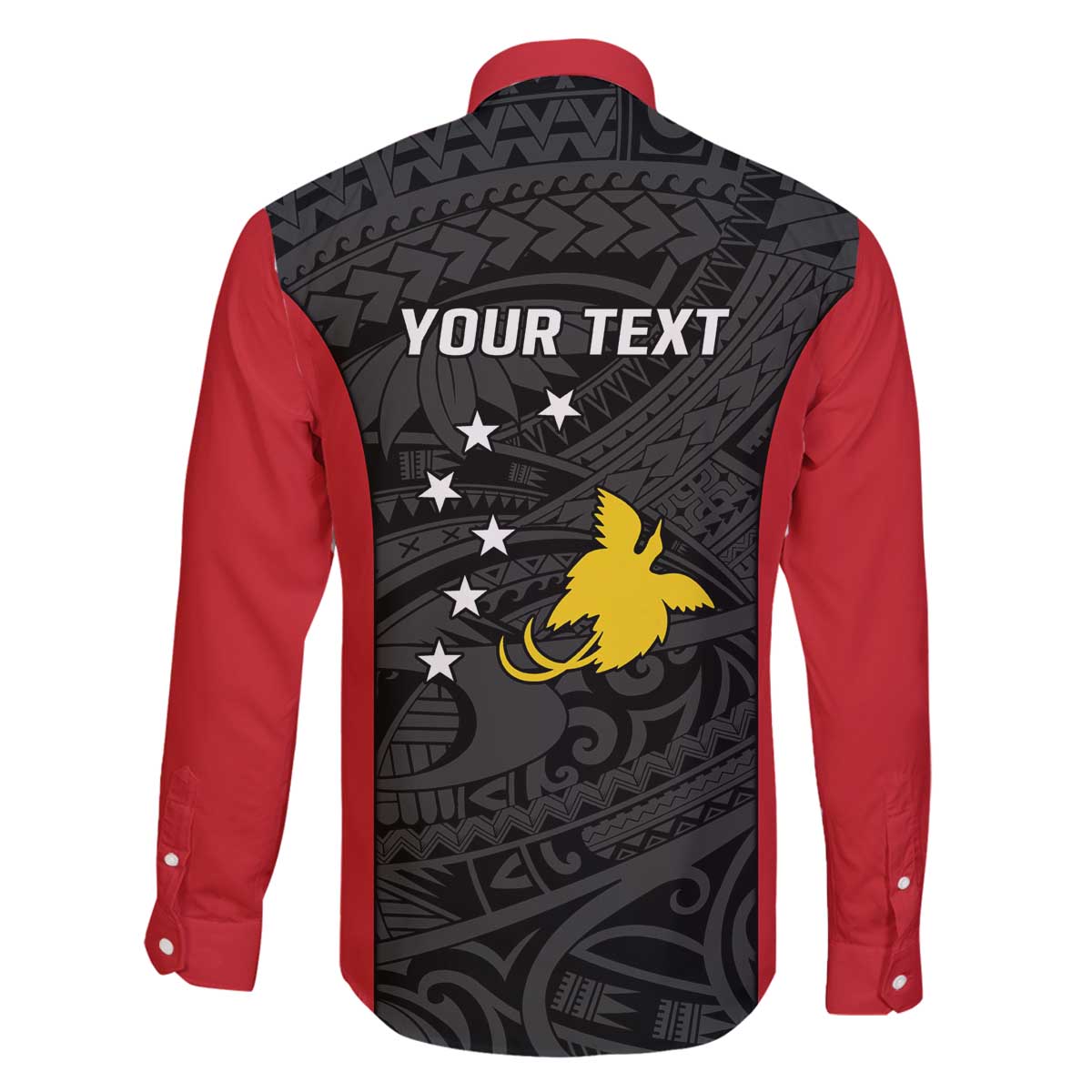 Personalised PNG Sandaun Province Family Matching Off The Shoulder Long Sleeve Dress and Hawaiian Shirt Bird of Paradise Tattoo Flag Motif LT9 - Polynesian Pride