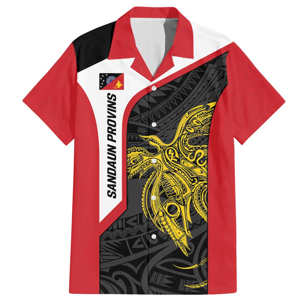 Personalised PNG Sandaun Province Family Matching Short Sleeve Bodycon Dress and Hawaiian Shirt Bird of Paradise Tattoo Flag Motif LT9 Dad's Shirt - Short Sleeve Red - Polynesian Pride