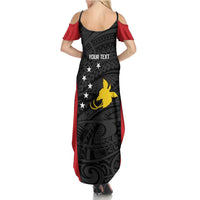 Personalised PNG Sandaun Province Family Matching Summer Maxi Dress and Hawaiian Shirt Bird of Paradise Tattoo Flag Motif - Polynesian Pride