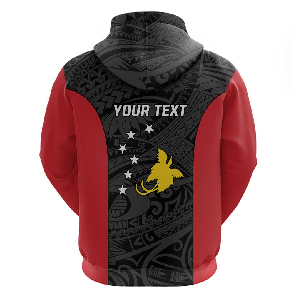 Personalised PNG Sandaun Province Hoodie Bird of Paradise Tattoo Flag Motif - Polynesian Pride