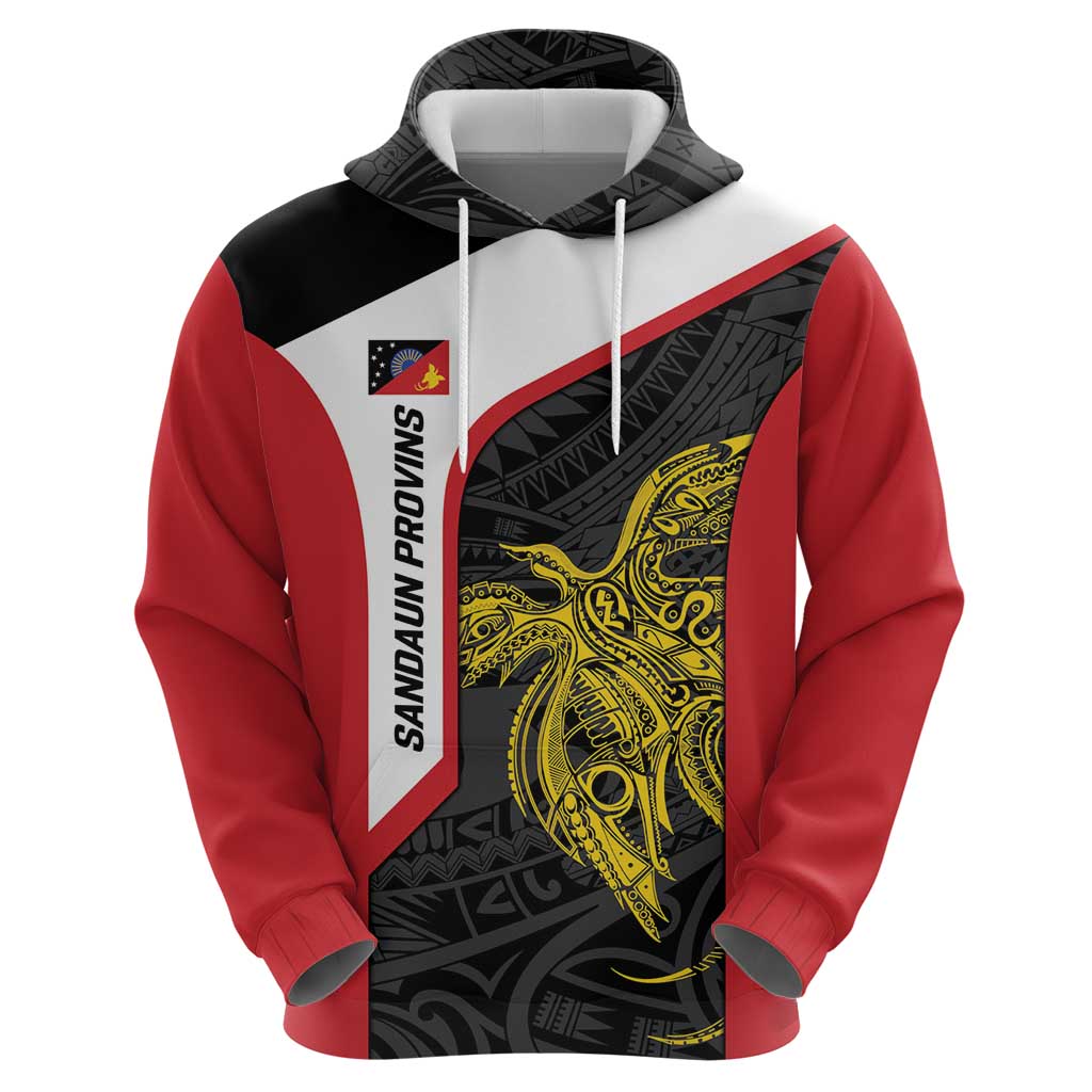 Personalised PNG Sandaun Province Hoodie Bird of Paradise Tattoo Flag Motif - Polynesian Pride