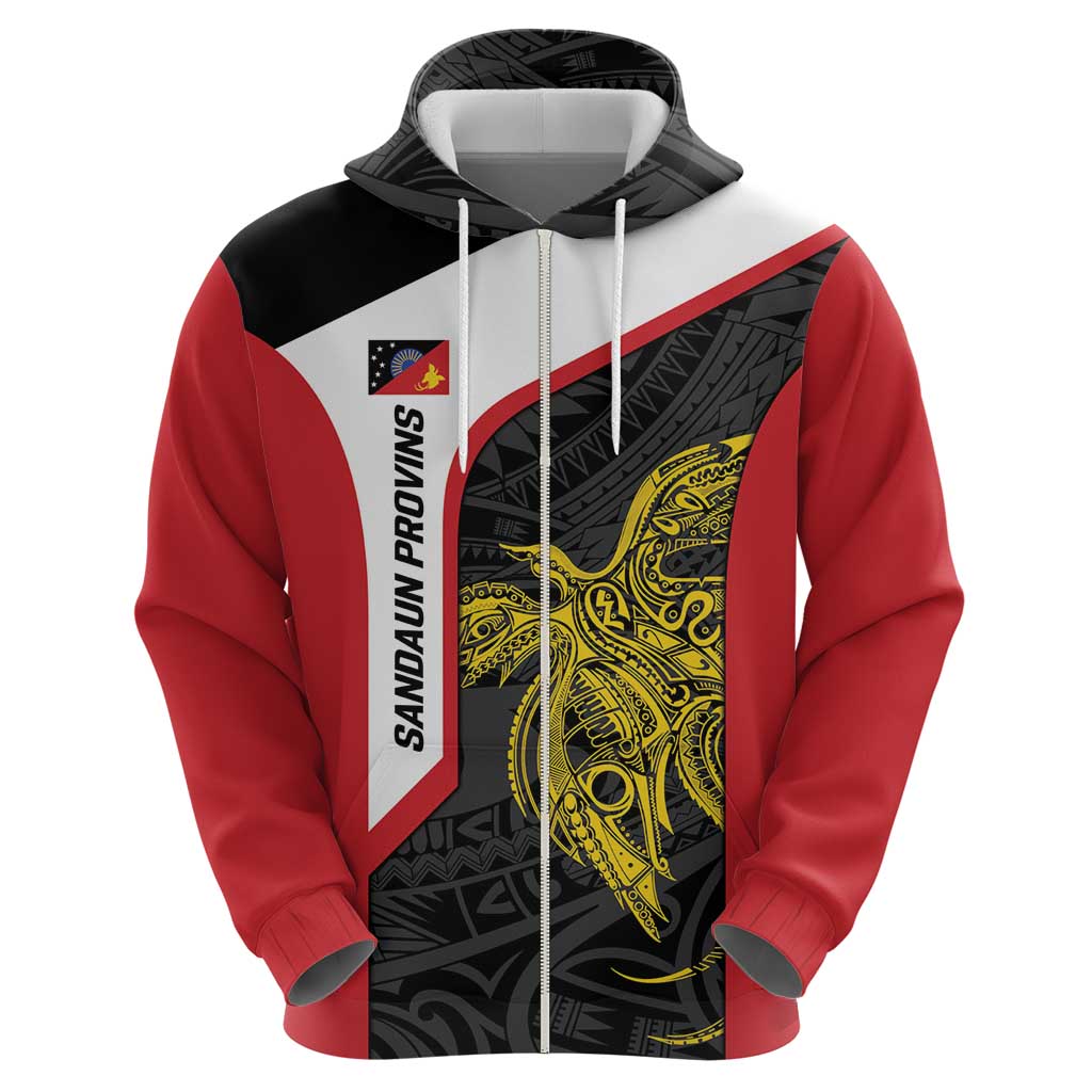 Personalised PNG Sandaun Province Hoodie Bird of Paradise Tattoo Flag Motif - Polynesian Pride