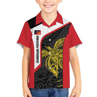 Personalised PNG Sandaun Province Kid Hawaiian Shirt Bird of Paradise Tattoo Flag Motif - Polynesian Pride
