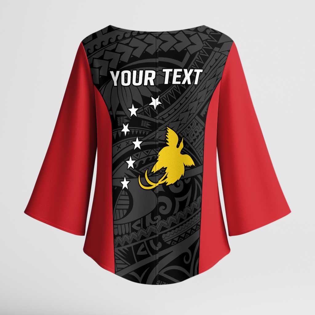 Personalised PNG Sandaun Province Kimono Sleeve Blouse Bird of Paradise Tattoo Flag Motif - Polynesian Pride