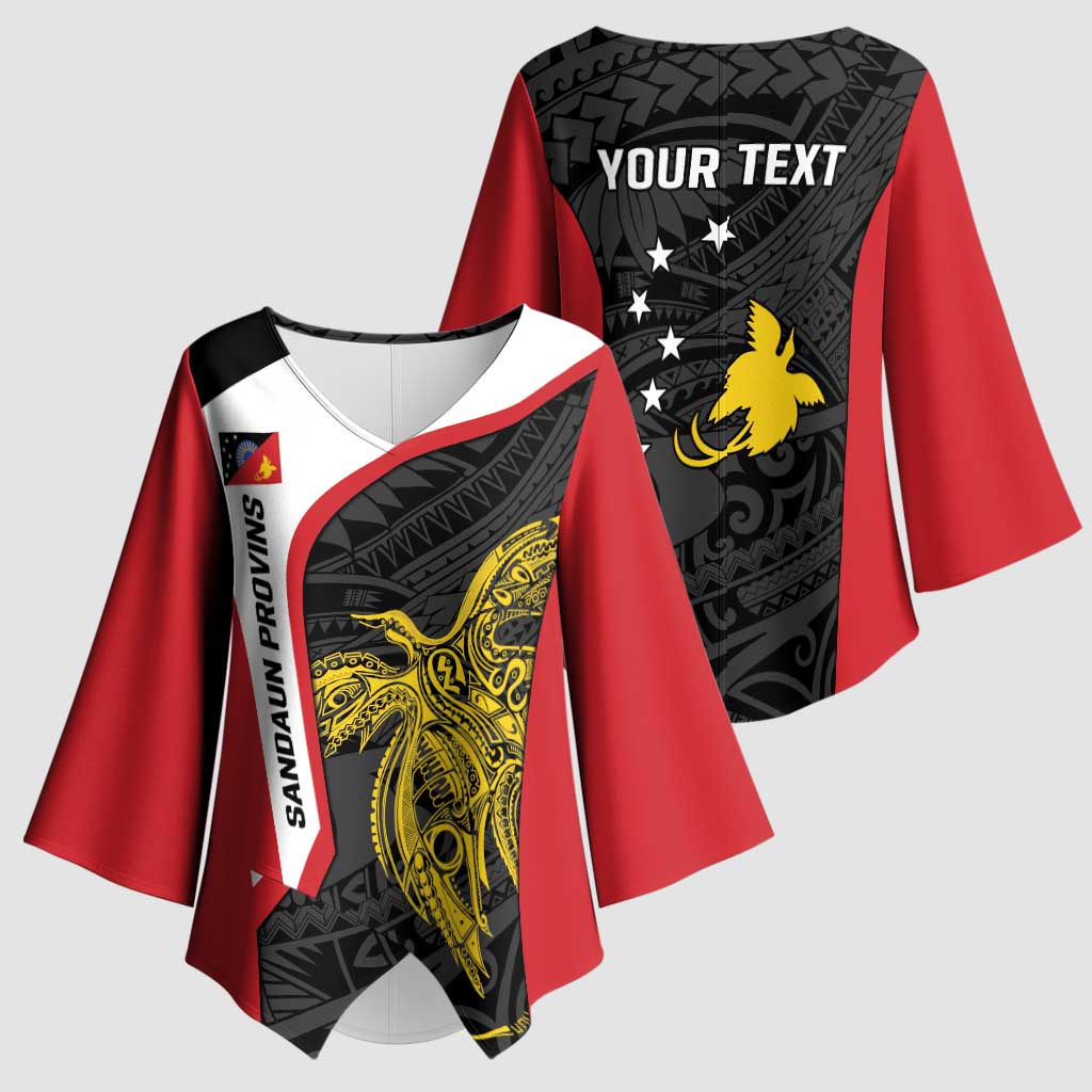Personalised PNG Sandaun Province Kimono Sleeve Blouse Bird of Paradise Tattoo Flag Motif - Polynesian Pride
