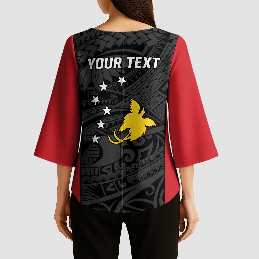 Personalised PNG Sandaun Province Kimono Sleeve Blouse Bird of Paradise Tattoo Flag Motif - Polynesian Pride