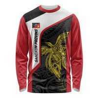 Personalised PNG Sandaun Province Long Sleeve Shirt Bird of Paradise Tattoo Flag Motif LT9 Unisex Red - Polynesian Pride
