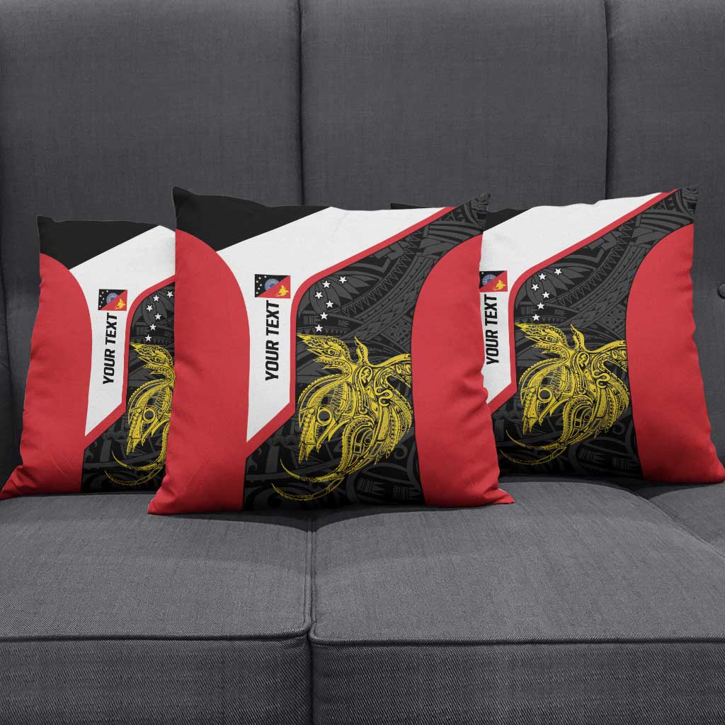 Personalised PNG Sandaun Province Pillow Cover Bird of Paradise Tattoo Flag Motif - Polynesian Pride