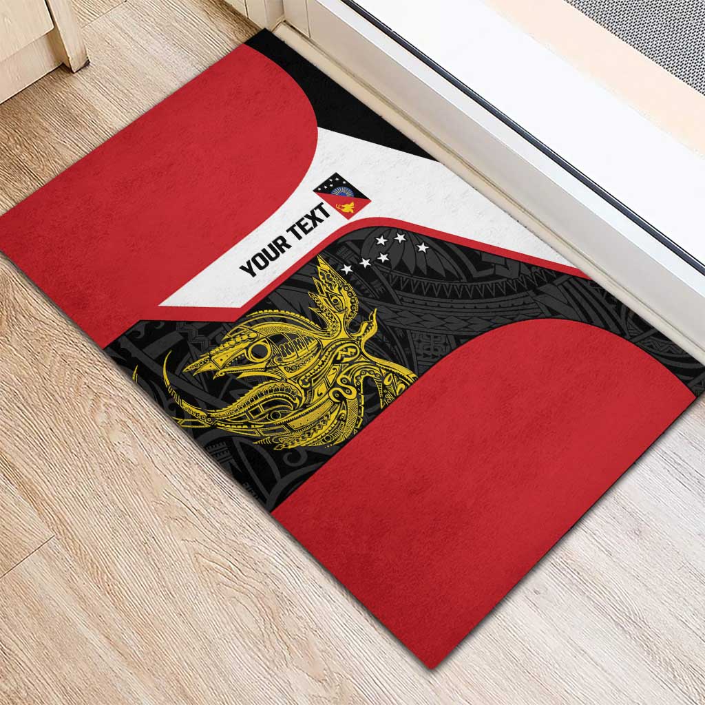 Personalised PNG Sandaun Province Rubber Doormat Bird of Paradise Tattoo Flag Motif LT9 - Polynesian Pride