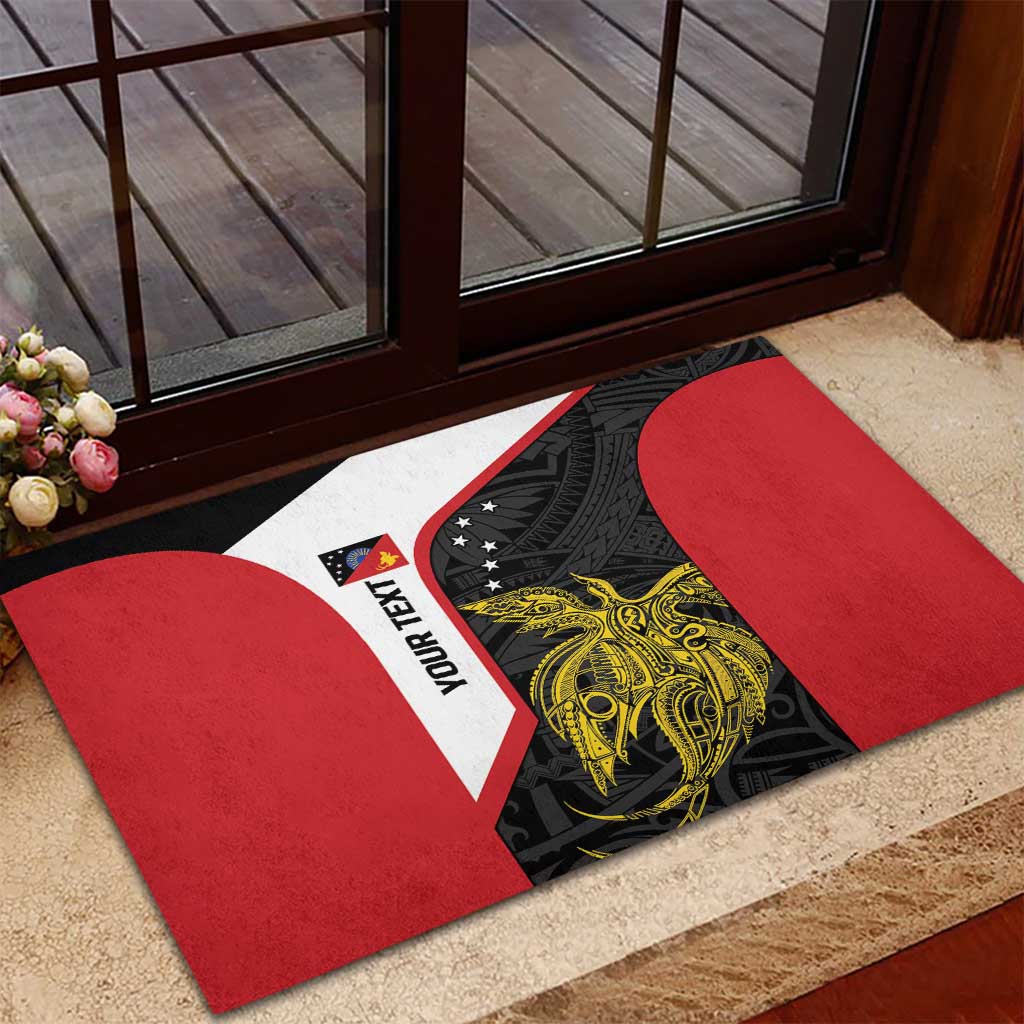 Personalised PNG Sandaun Province Rubber Doormat Bird of Paradise Tattoo Flag Motif LT9 - Polynesian Pride