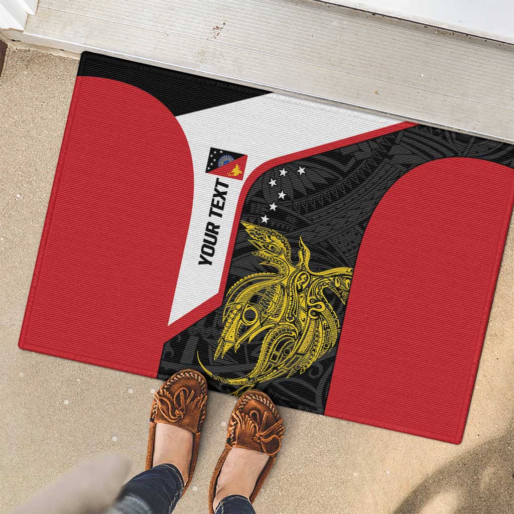 Personalised PNG Sandaun Province Rubber Doormat Bird of Paradise Tattoo Flag Motif LT9 - Polynesian Pride