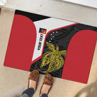 Personalised PNG Sandaun Province Rubber Doormat Bird of Paradise Tattoo Flag Motif LT9 - Polynesian Pride