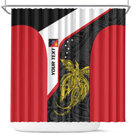 Personalised PNG Sandaun Province Shower Curtain Bird of Paradise Tattoo Flag Motif - Polynesian Pride