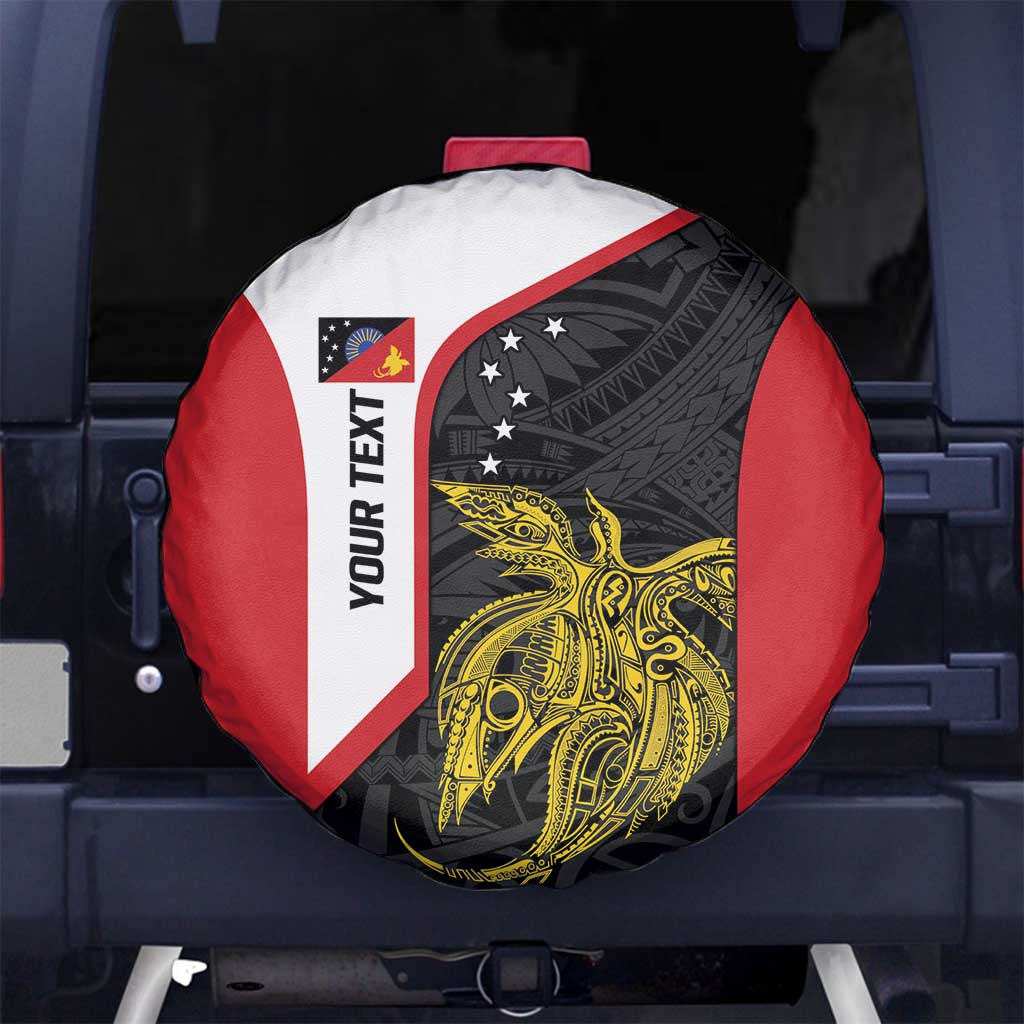 Personalised PNG Sandaun Province Spare Tire Cover Bird of Paradise Tattoo Flag Motif - Polynesian Pride