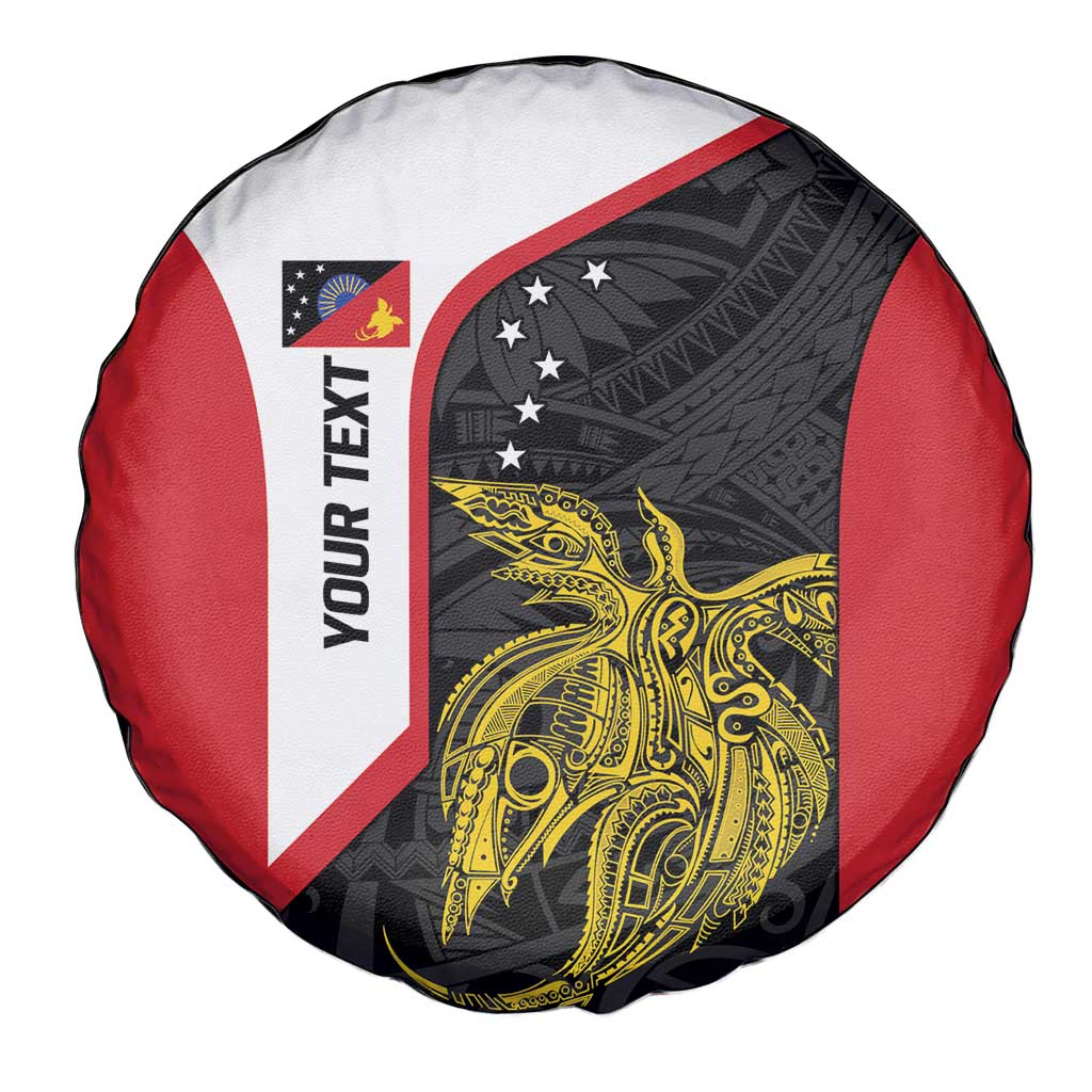 Personalised PNG Sandaun Province Spare Tire Cover Bird of Paradise Tattoo Flag Motif - Polynesian Pride