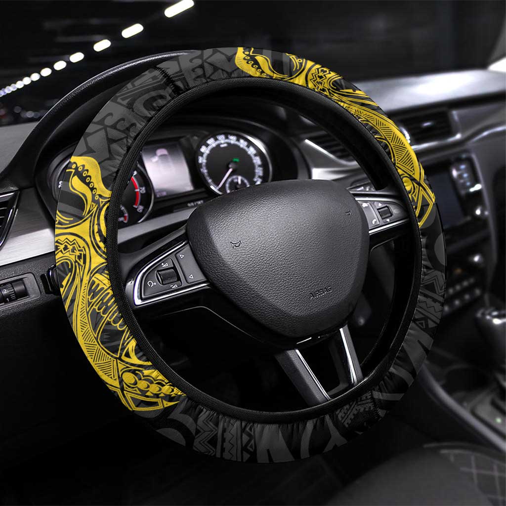PNG Sandaun Province Steering Wheel Cover Bird of Paradise Tattoo Flag Motif LT9 Universal Fit Red - Polynesian Pride
