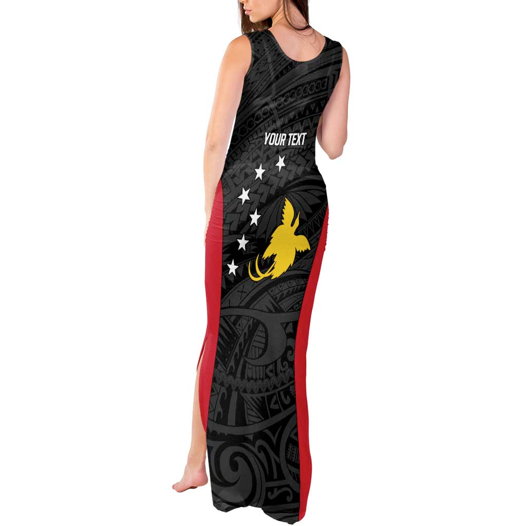 Personalised PNG Sandaun Province Tank Maxi Dress Bird of Paradise Tattoo Flag Motif - Polynesian Pride