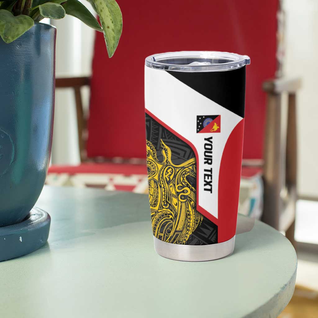 Personalised PNG Sandaun Province Tumbler Cup Bird of Paradise Tattoo Flag Motif - Polynesian Pride