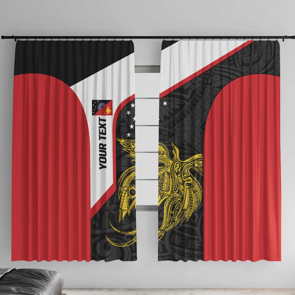 Personalised PNG Sandaun Province Window Curtain Bird of Paradise Tattoo Flag Motif - Polynesian Pride