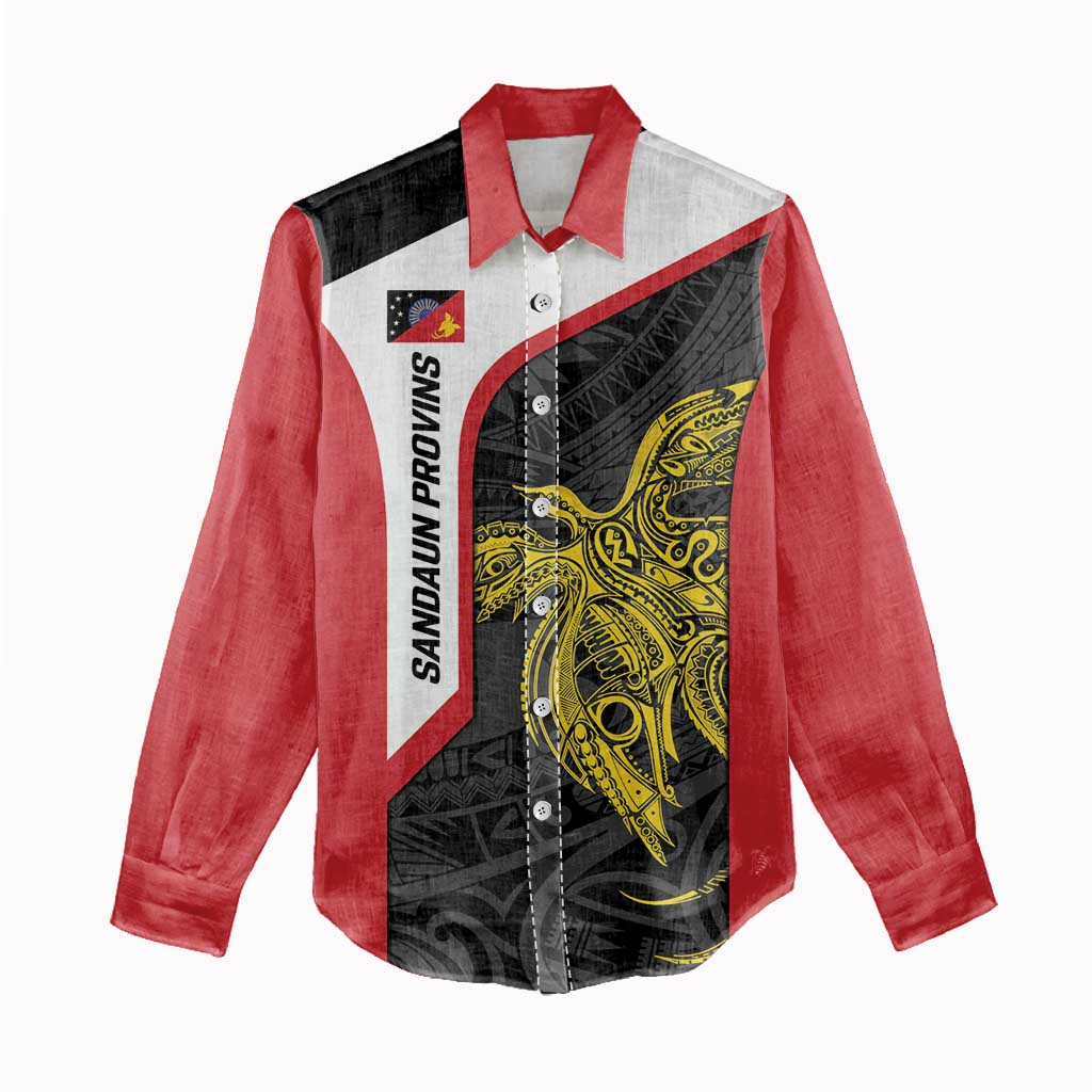 Personalised PNG Sandaun Province Women Casual Shirt Bird of Paradise Tattoo Flag Motif - Polynesian Pride