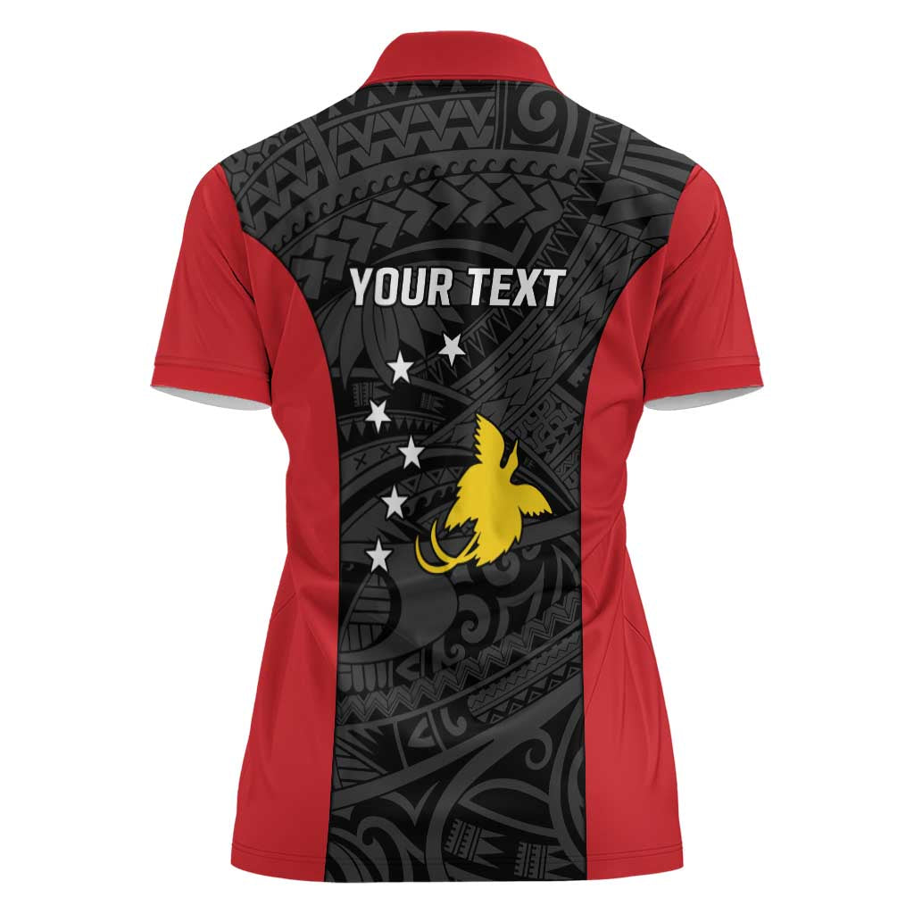 Personalised PNG Sandaun Province Women Polo Shirt Bird of Paradise Tattoo Flag Motif - Polynesian Pride
