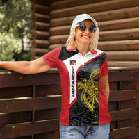 Personalised PNG Sandaun Province Women Polo Shirt Bird of Paradise Tattoo Flag Motif - Polynesian Pride