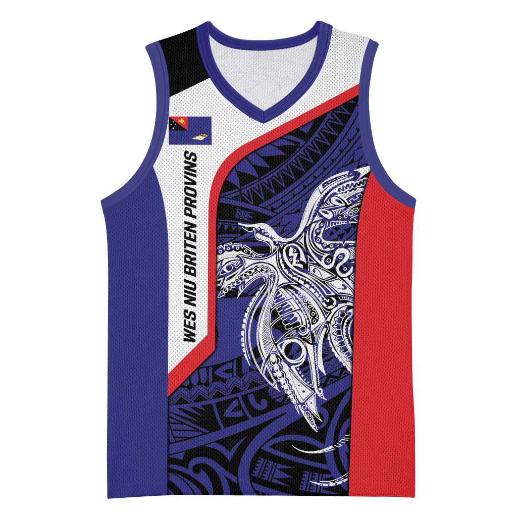 Personalised PNG West New Britain Province Basketball Jersey Bird of Paradise Tattoo Flag Motif - Polynesian Pride