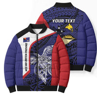 Personalised PNG West New Britain Province Bomber Puffer Jacket Bird of Paradise Tattoo Flag Motif - Polynesian Pride