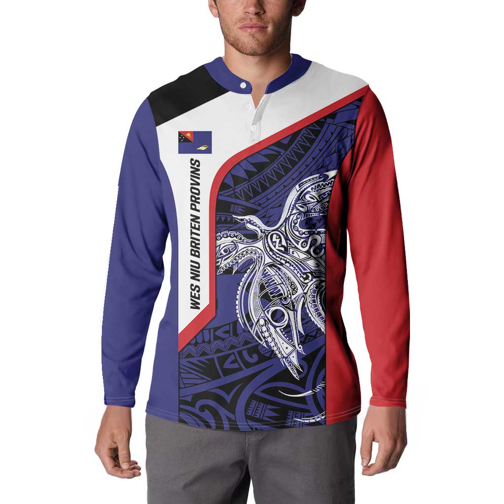 Personalised PNG West New Britain Province Button Sweatshirt Bird of Paradise Tattoo Flag Motif LT9 - Polynesian Pride