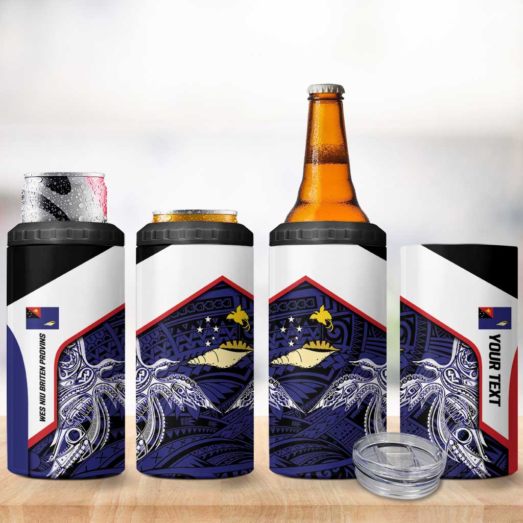 Personalised PNG West New Britain Province 4 in 1 Can Cooler Tumbler Bird of Paradise Tattoo Flag Motif - Polynesian Pride