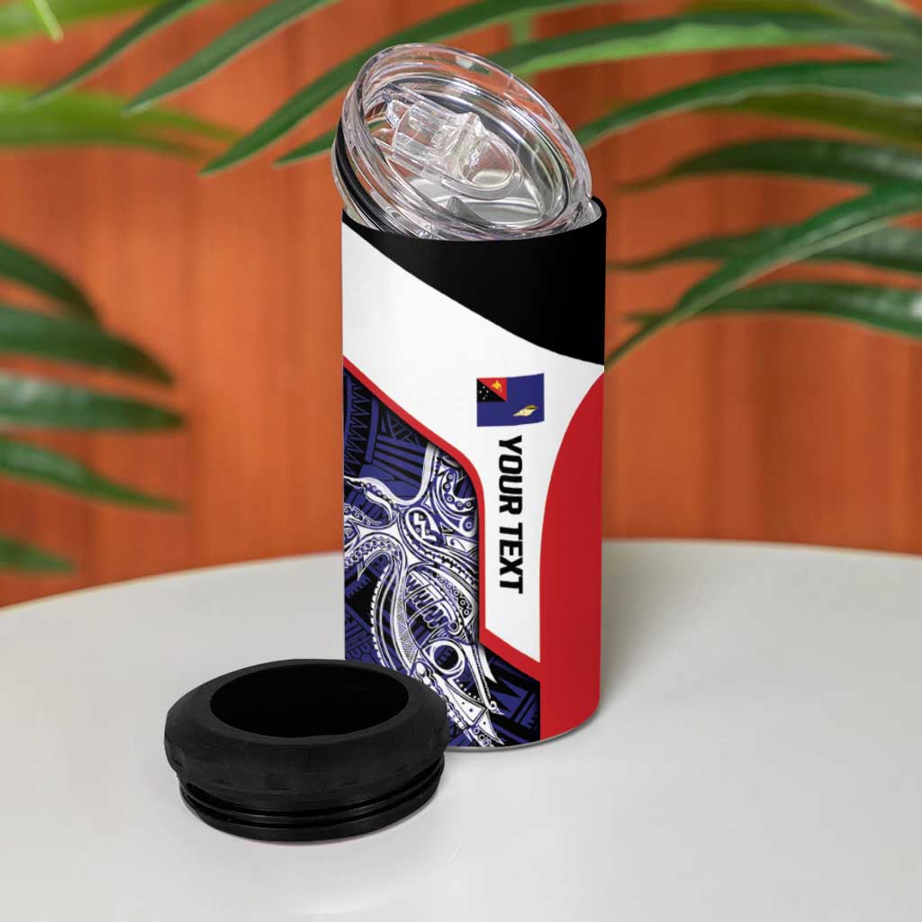 Personalised PNG West New Britain Province 4 in 1 Can Cooler Tumbler Bird of Paradise Tattoo Flag Motif - Polynesian Pride
