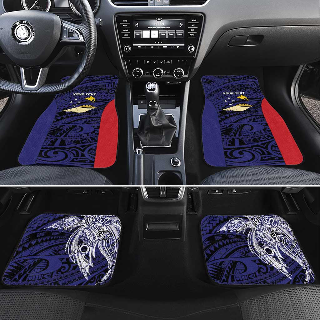 Personalised PNG West New Britain Province Car Mats Bird of Paradise Tattoo Flag Motif LT9 Set 4pcs Blue - Polynesian Pride