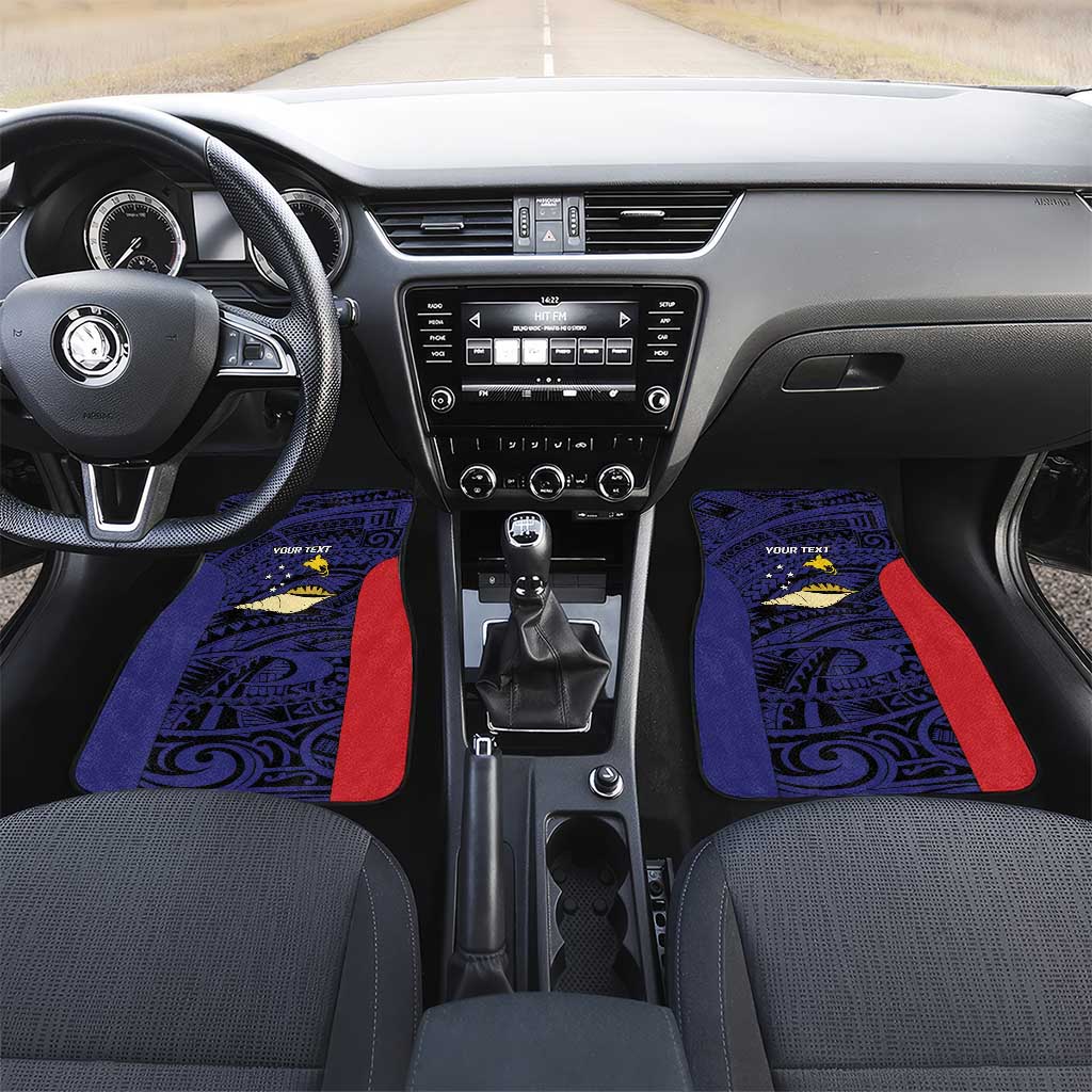 Personalised PNG West New Britain Province Car Mats Bird of Paradise Tattoo Flag Motif LT9 Set 2pcs - Front Blue - Polynesian Pride