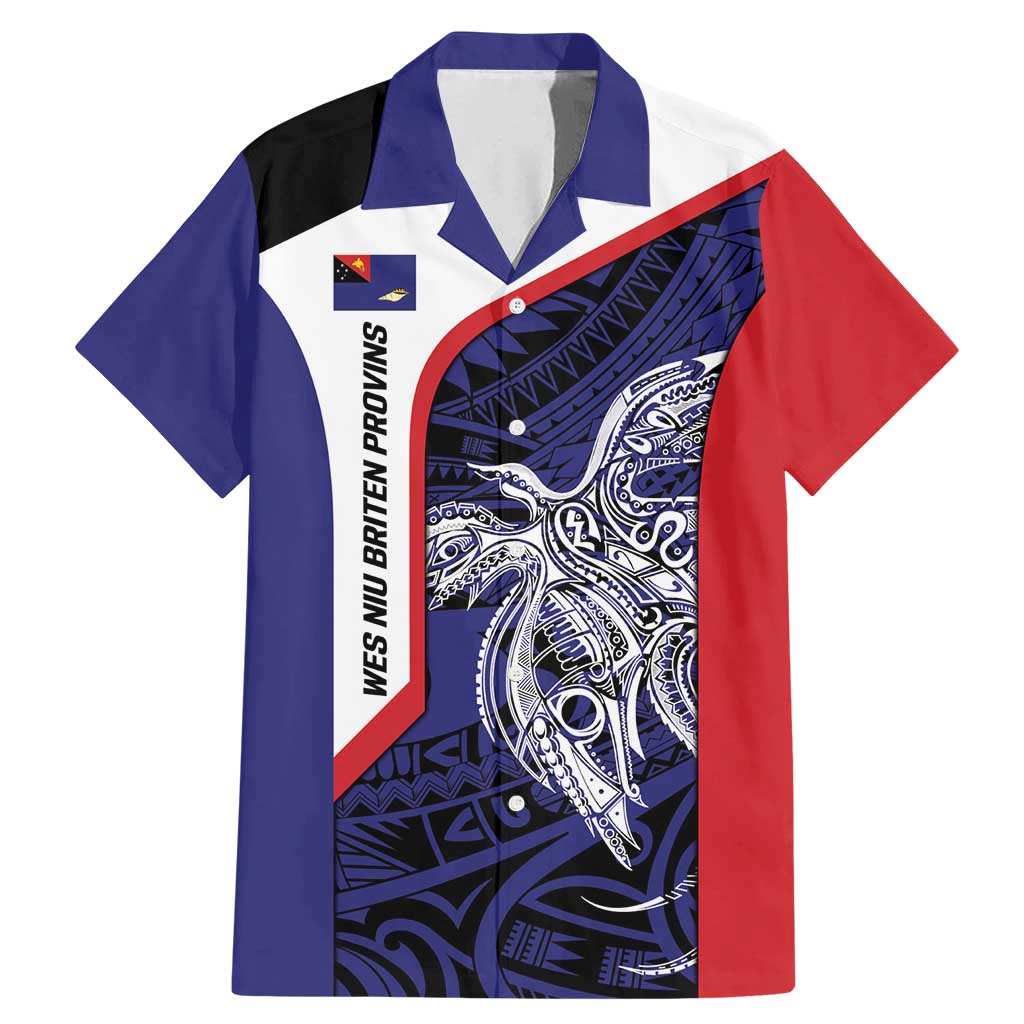 Personalised PNG West New Britain Province Family Matching Mermaid Dress and Hawaiian Shirt Bird of Paradise Tattoo Flag Motif LT9 Dad's Shirt - Short Sleeve Blue - Polynesian Pride