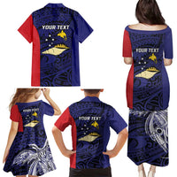 Personalised PNG West New Britain Province Family Matching Puletasi and Hawaiian Shirt Bird of Paradise Tattoo Flag Motif LT9 - Polynesian Pride