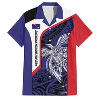 Personalised PNG West New Britain Province Family Matching Puletasi and Hawaiian Shirt Bird of Paradise Tattoo Flag Motif LT9 Dad's Shirt - Short Sleeve Blue - Polynesian Pride