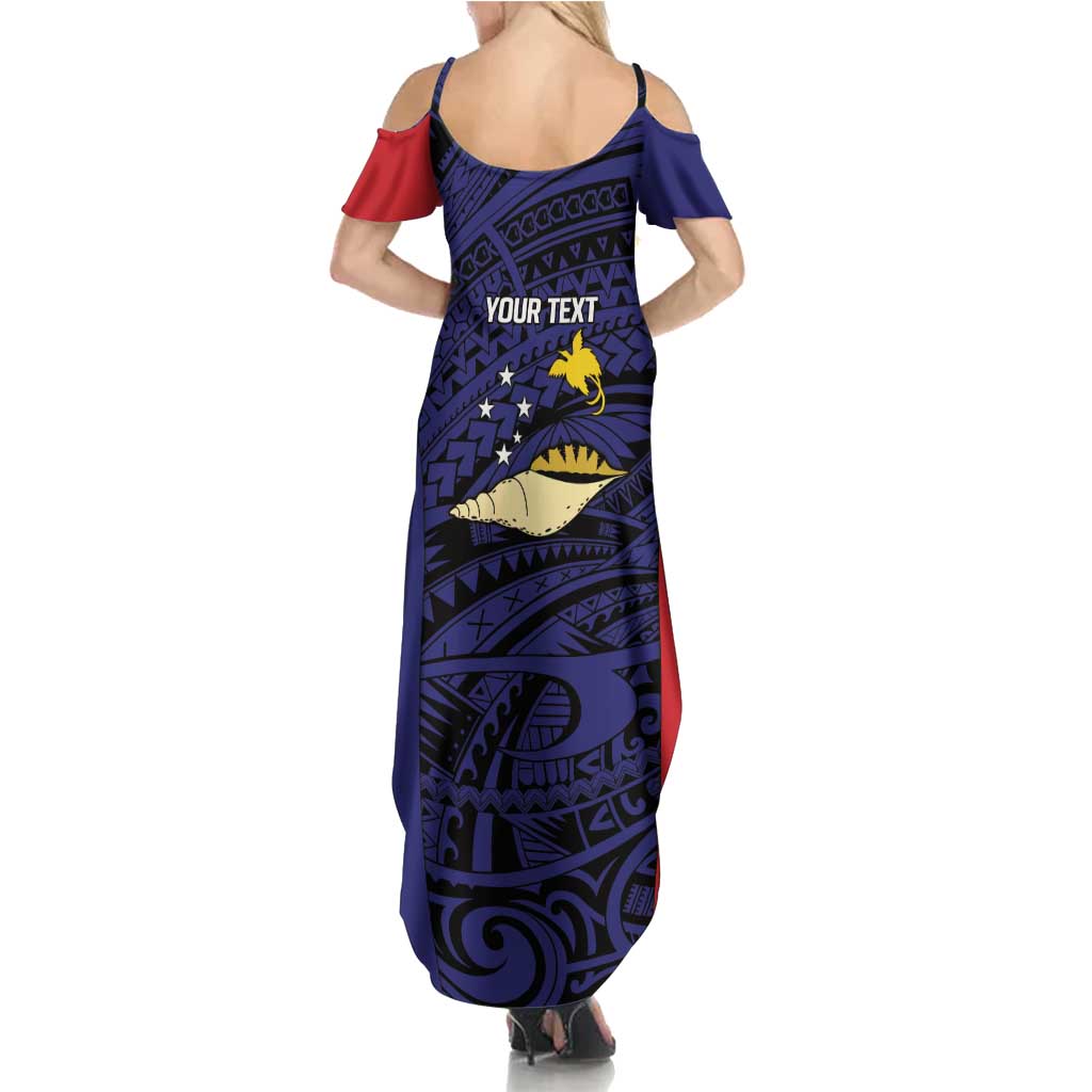Personalised PNG West New Britain Province Family Matching Summer Maxi Dress and Hawaiian Shirt Bird of Paradise Tattoo Flag Motif - Polynesian Pride