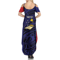 Personalised PNG West New Britain Province Family Matching Summer Maxi Dress and Hawaiian Shirt Bird of Paradise Tattoo Flag Motif - Polynesian Pride