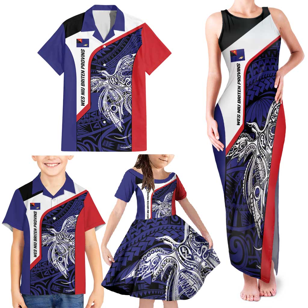 Personalised PNG West New Britain Province Family Matching Tank Maxi Dress and Hawaiian Shirt Bird of Paradise Tattoo Flag Motif LT9 - Polynesian Pride