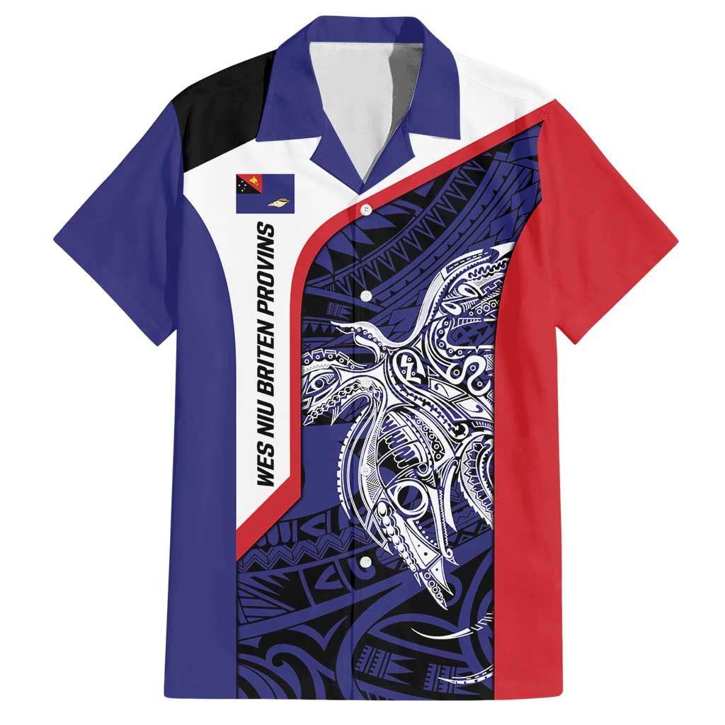 Personalised PNG West New Britain Province Family Matching Tank Maxi Dress and Hawaiian Shirt Bird of Paradise Tattoo Flag Motif LT9 Dad's Shirt - Short Sleeve Blue - Polynesian Pride