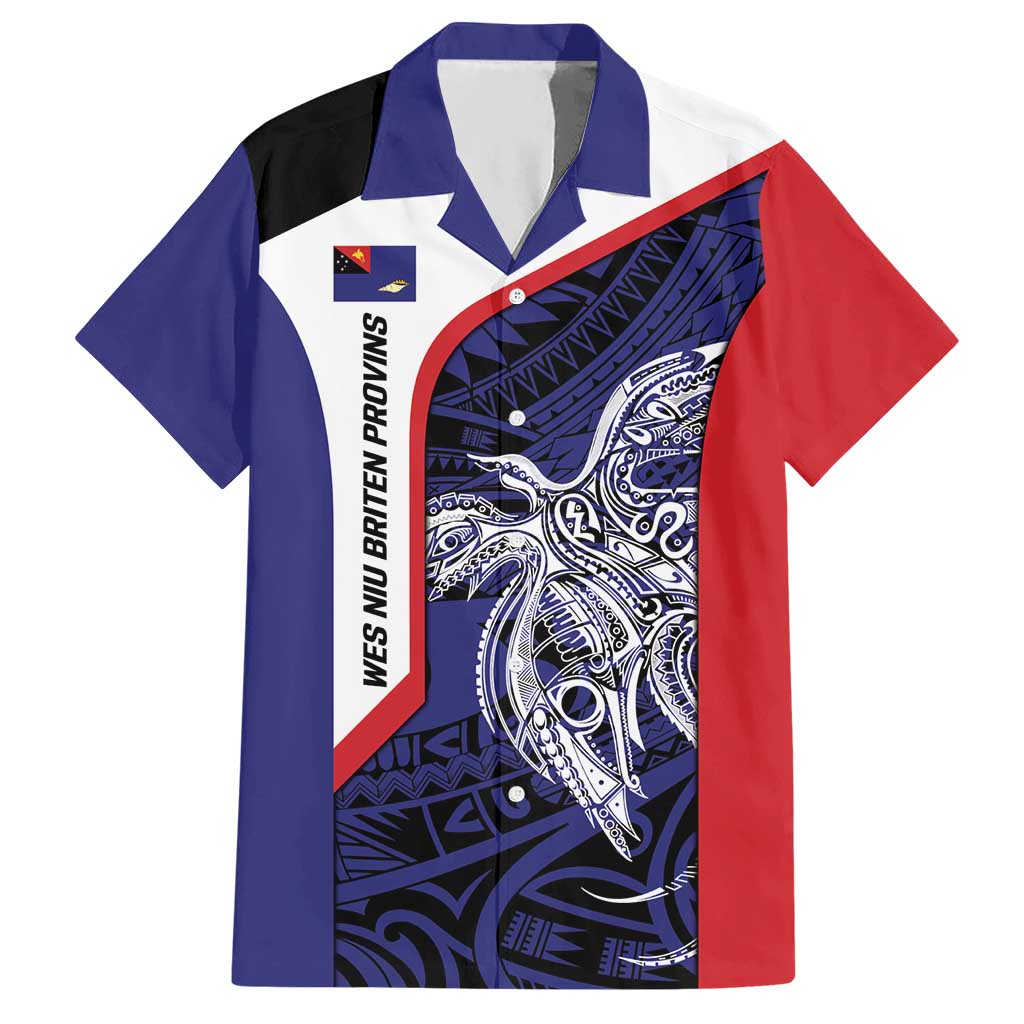 Personalised PNG West New Britain Province Hawaiian Shirt Bird of Paradise Tattoo Flag Motif LT9 Blue - Polynesian Pride