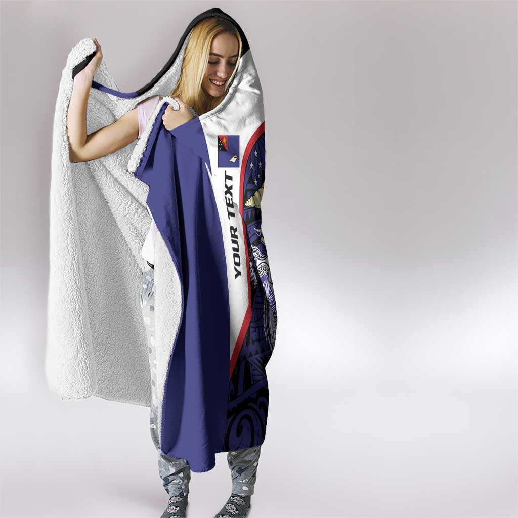 Personalised PNG West New Britain Province Hooded Blanket Bird of Paradise Tattoo Flag Motif - Polynesian Pride