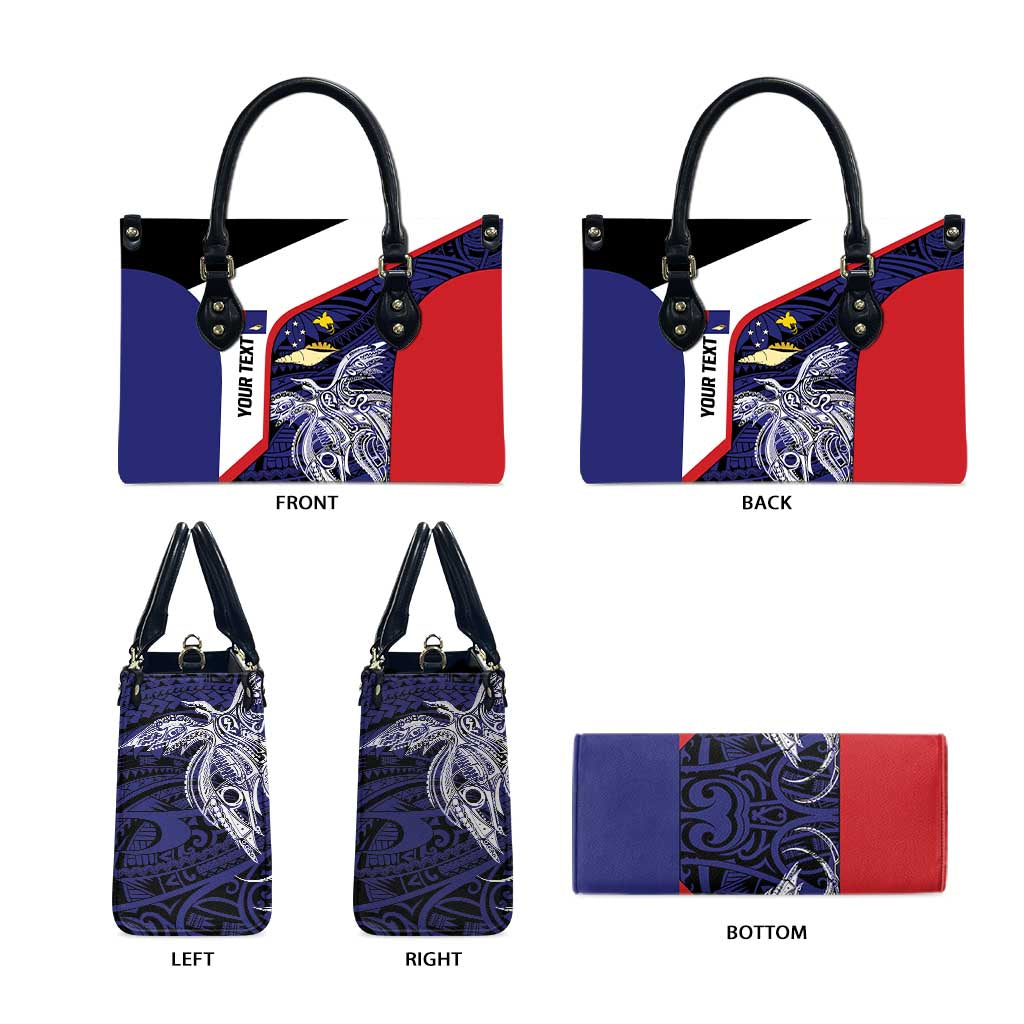 Personalised PNG West New Britain Province Leather Bag Bird of Paradise Tattoo Flag Motif - Polynesian Pride