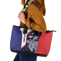 Personalised PNG West New Britain Province Leather Tote Bag Bird of Paradise Tattoo Flag Motif - Polynesian Pride